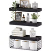 Bathroom Shelves Over Toilet - Wall Mounted Floating Shelves Toilet Paper Storage Small Farmhouse Decor Shelf 16 Inch Set Of 3, Black