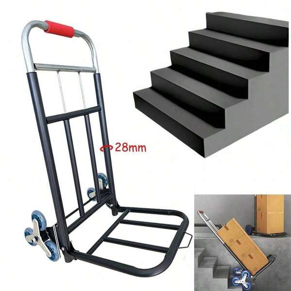 330 LB Heavy Duty Folding Trolley, Trolley Heavy Duty With Rope, Ergonomic Handle And 360° Rotary Wheel(6 Wheels), 28mm Diameter, Telescopic, For Stairs Use | For Weight Lifting, Material Transportation, Sturdy Construction