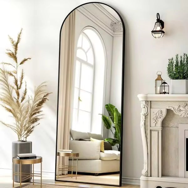 64"X 21" Arched Full Length Mirror Full Body Floor Mirrors, Black