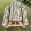 3-Piece Set 2D Printed Gray Wood Grain Picnic Table And Bench Covers - Heavy-Duty Elastic, Suitable For Outdoor Furniture, RV Camping, All-Weather Tablecloth For Backyard - Fits 4/6/8 Person Tables (Beige/Brown)